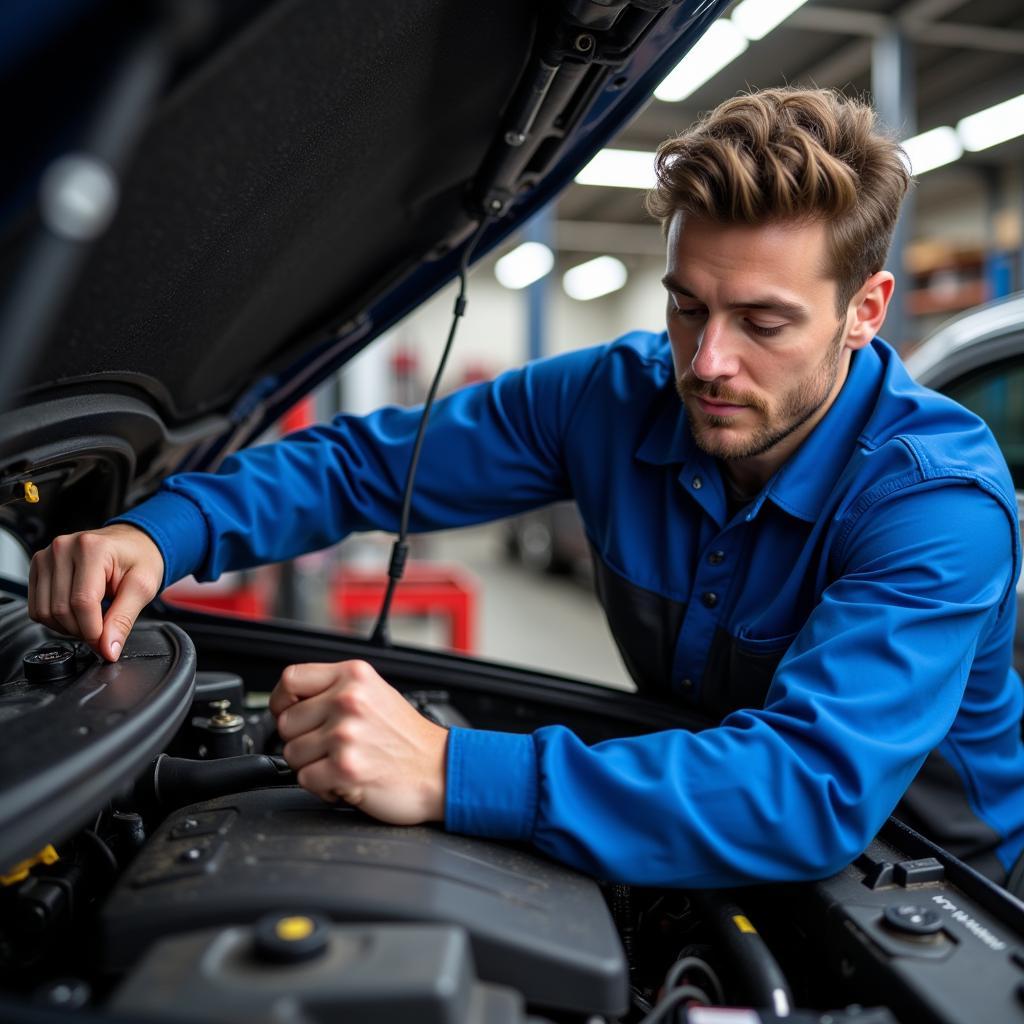 Automechaniker bei der Arbeit