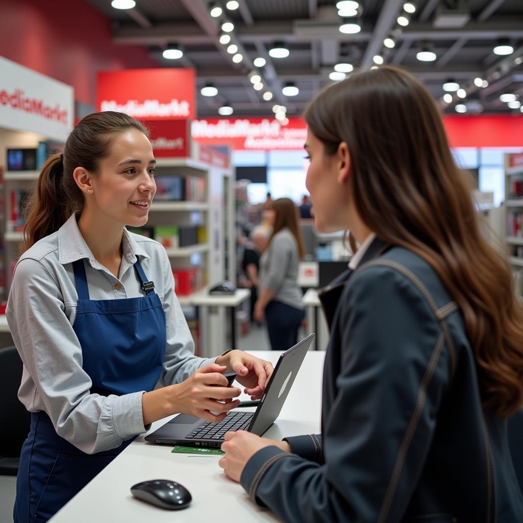 MediaMarkt Leverkusen Mitarbeiter bei der Beratung