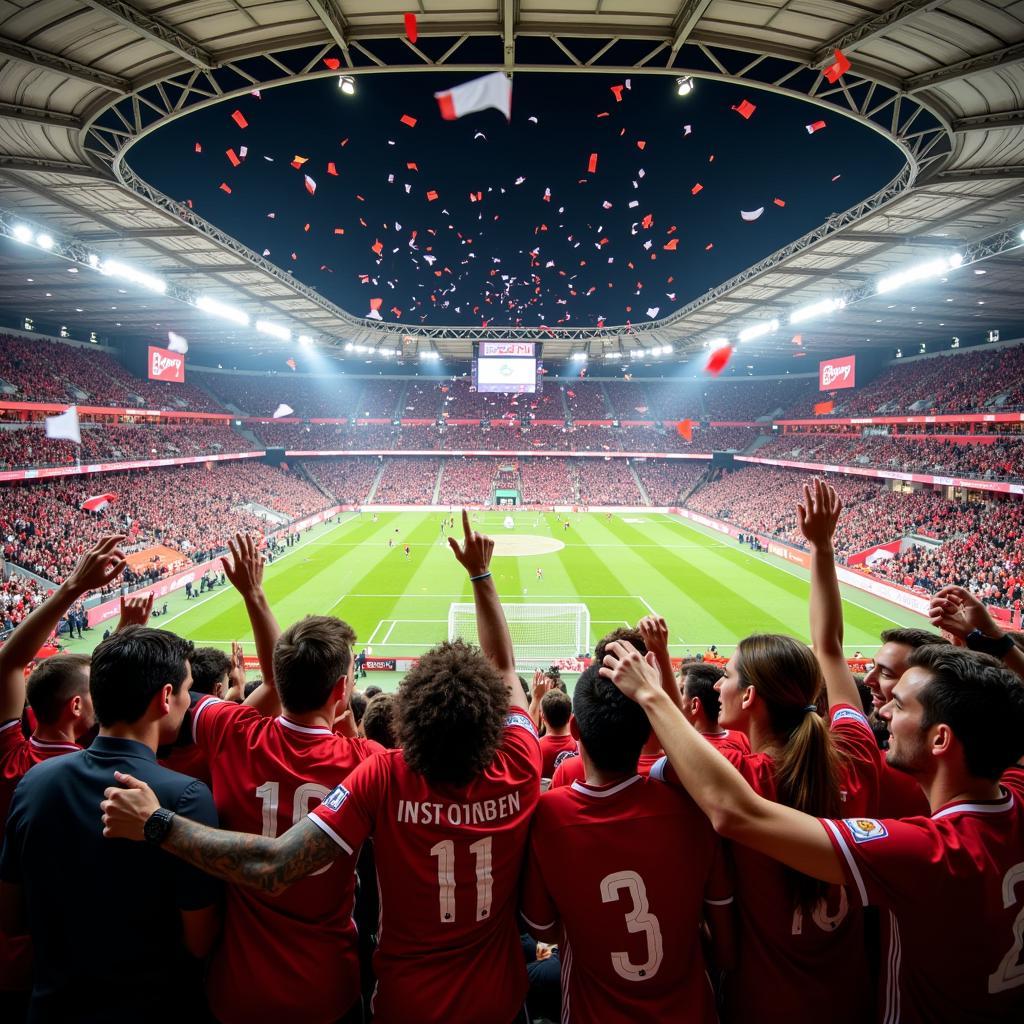 Jubelnde Fans im Stadion