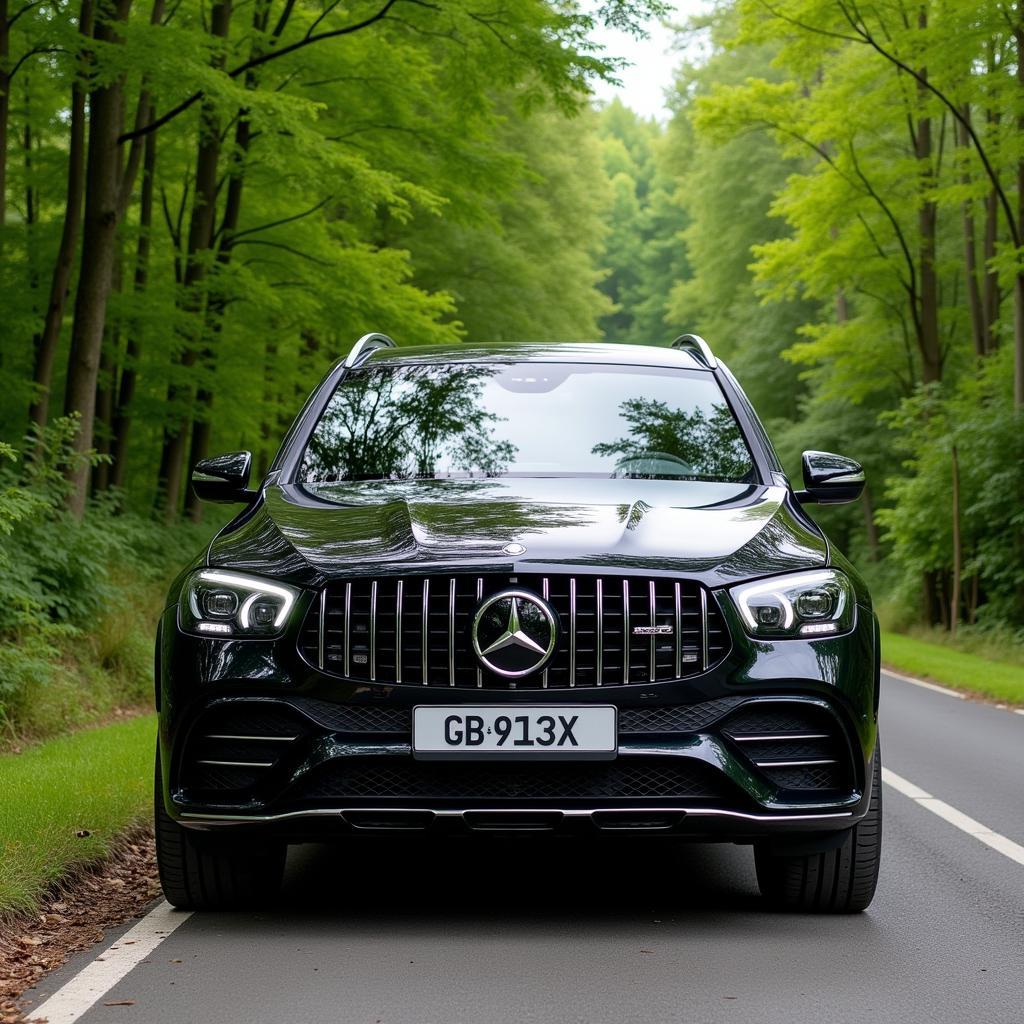 Ein Mercedes-Benz SUV steht vor einer malerischen Kulisse in der Nähe von Leverkusen