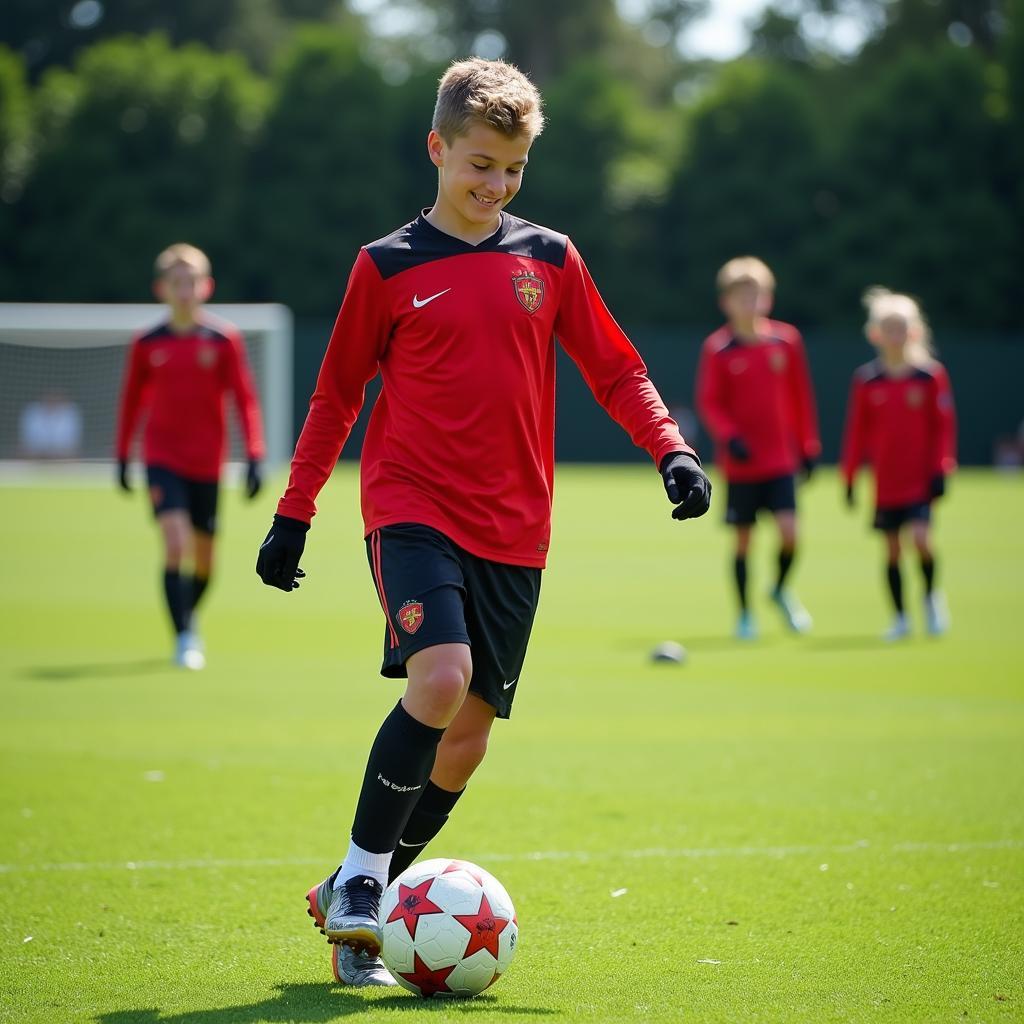 Mike Baskalarie im Training mit Bayer Leverkusen