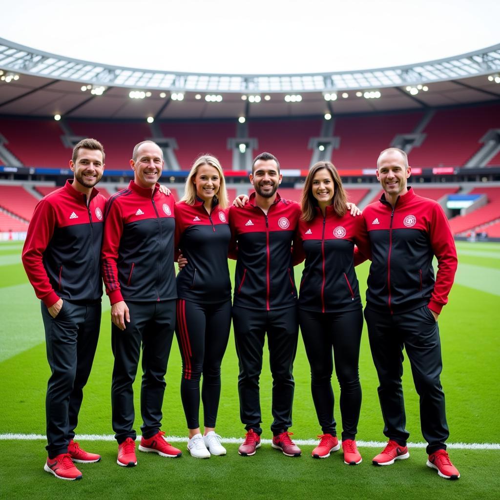 Mitarbeiter von Bayer Leverkusen im Stadion