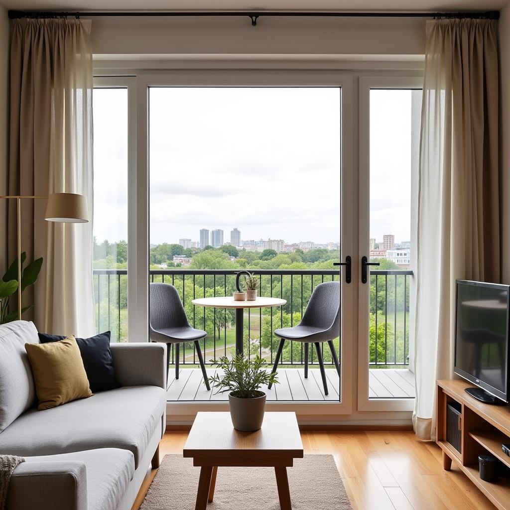 Moderne 1-Zimmer-Wohnung in Leverkusen Bahnstadt mit großem Fenster und Balkon