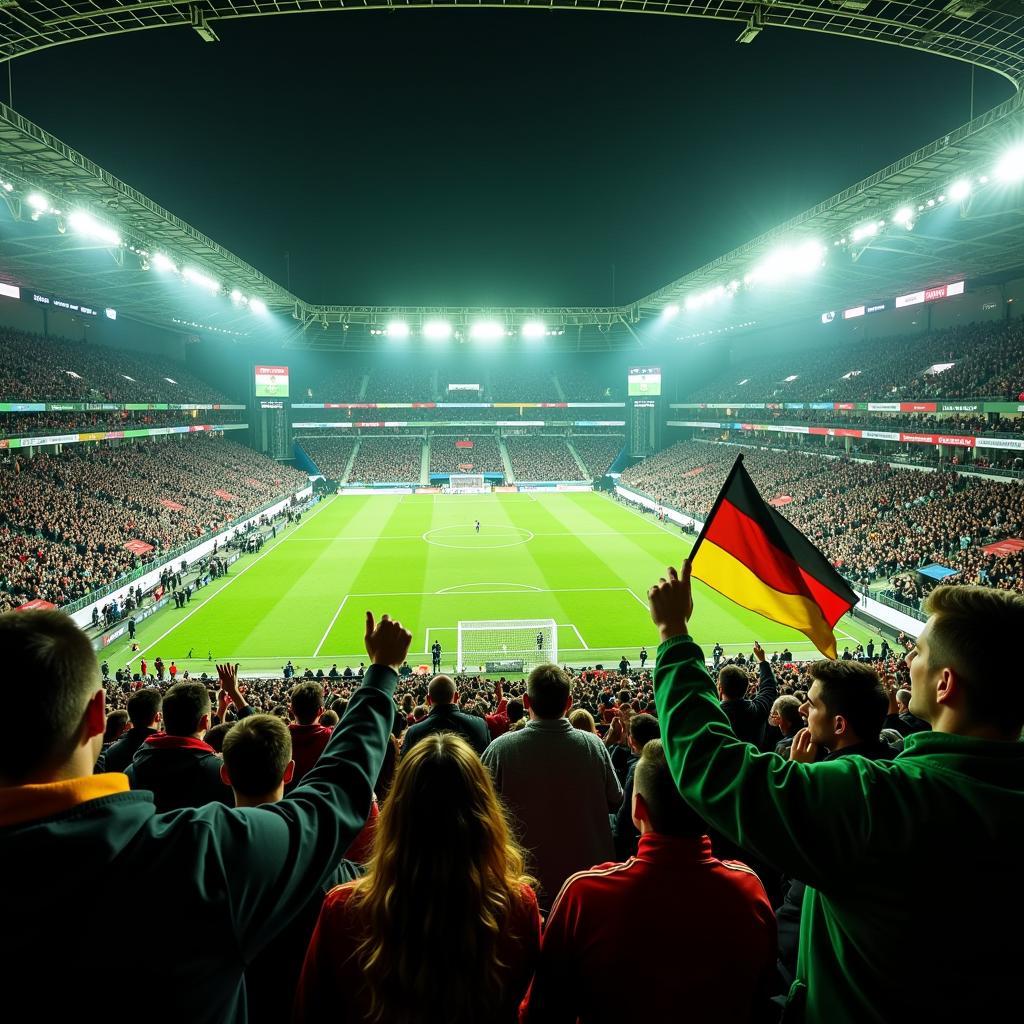 Fans von Mönchengladbach und Leverkusen im Stadion