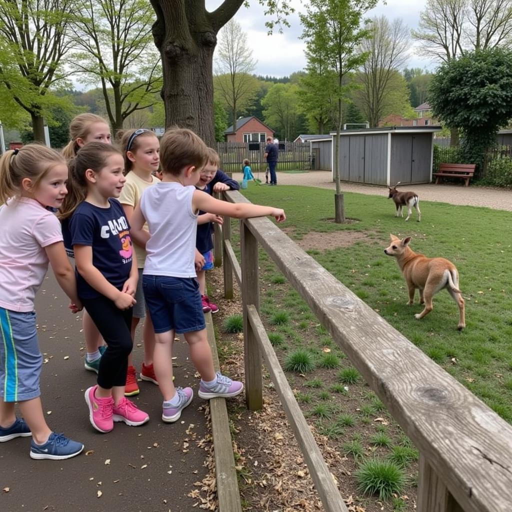 Kinder beobachten Tiere im Naturgut Ophoven