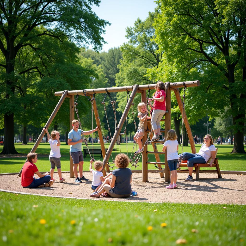 Familien entspannen im Neuland-Park Leverkusen