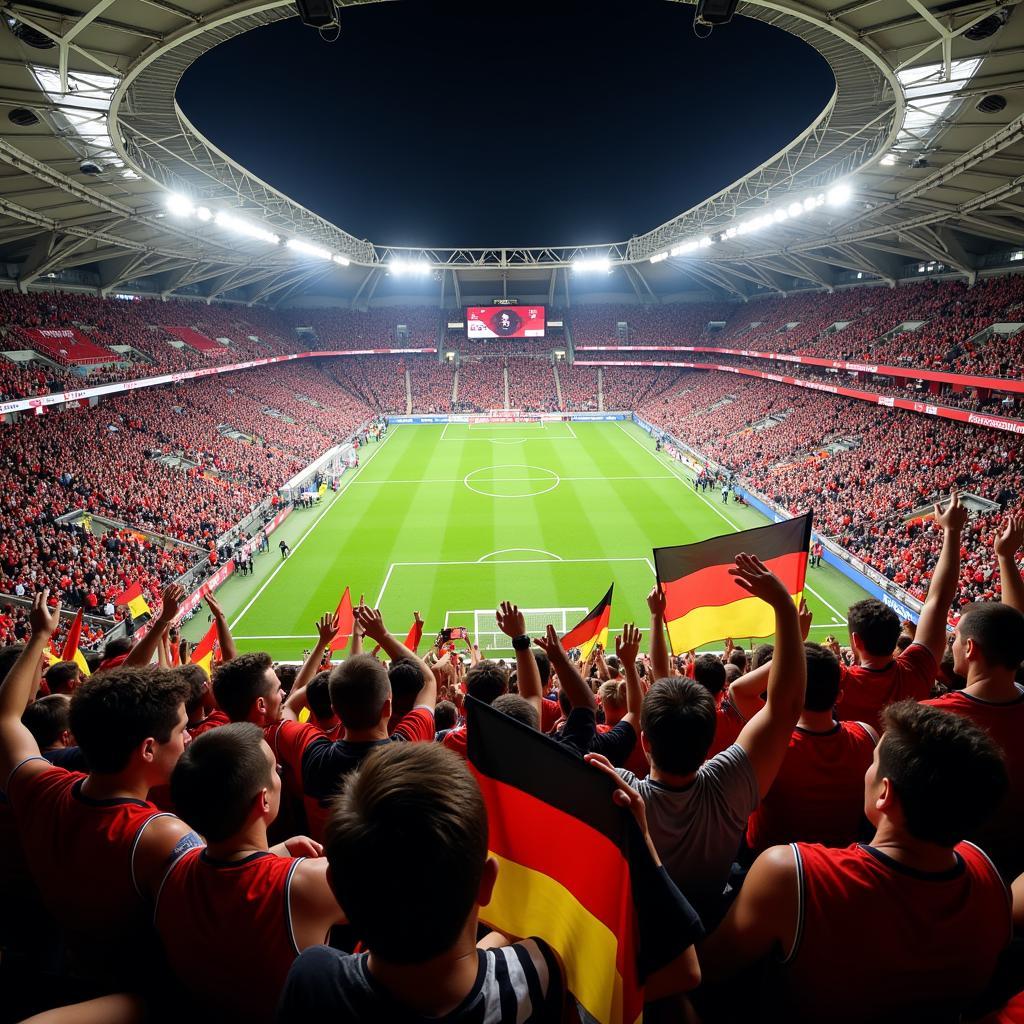 Feiernde Menge im Ulrich-Haberland-Stadion