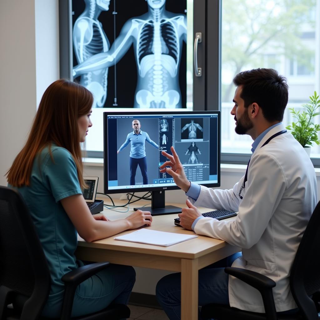 Arzt und Patient besprechen Nuklearmedizin in Leverkusen