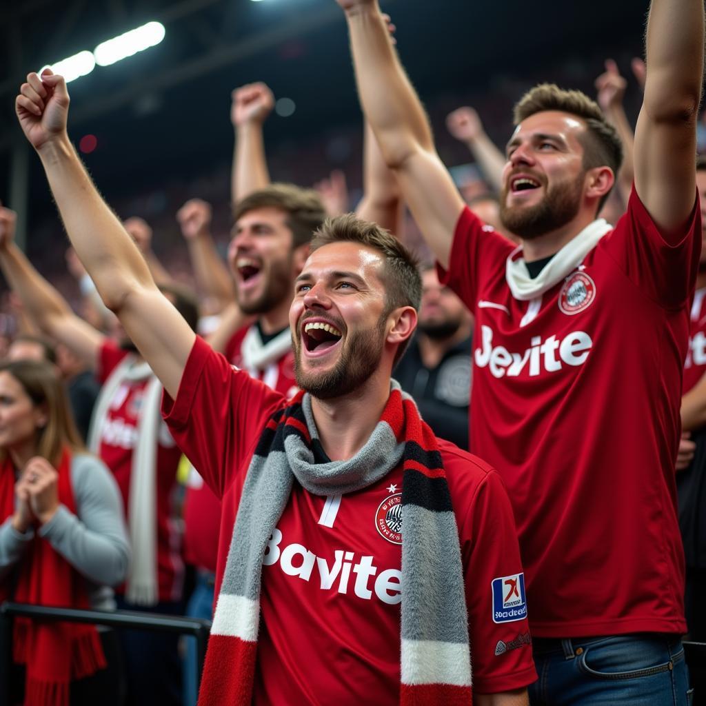 Fans feiern im Nussknacker Forum Leverkusen