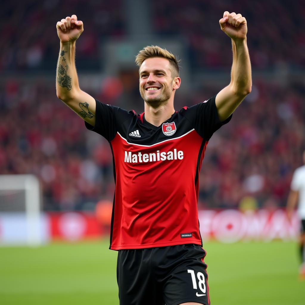 Patrick Schick feiert ein Tor für Bayer Leverkusen