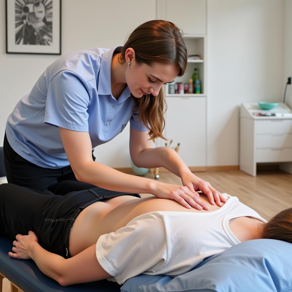 Physiotherapeut behandelt Patient in Leverkusen