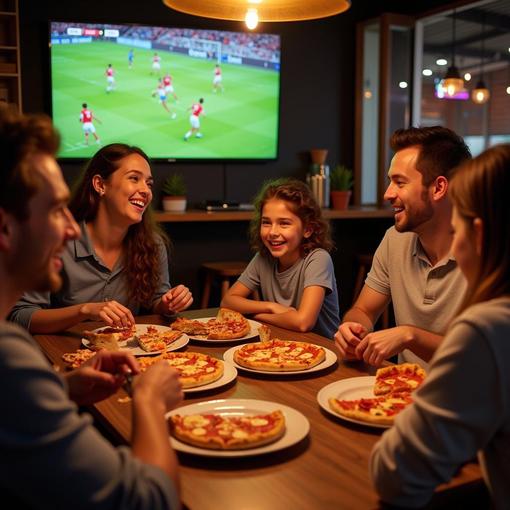 Familie genießt Pizza Pazza Leverkusen