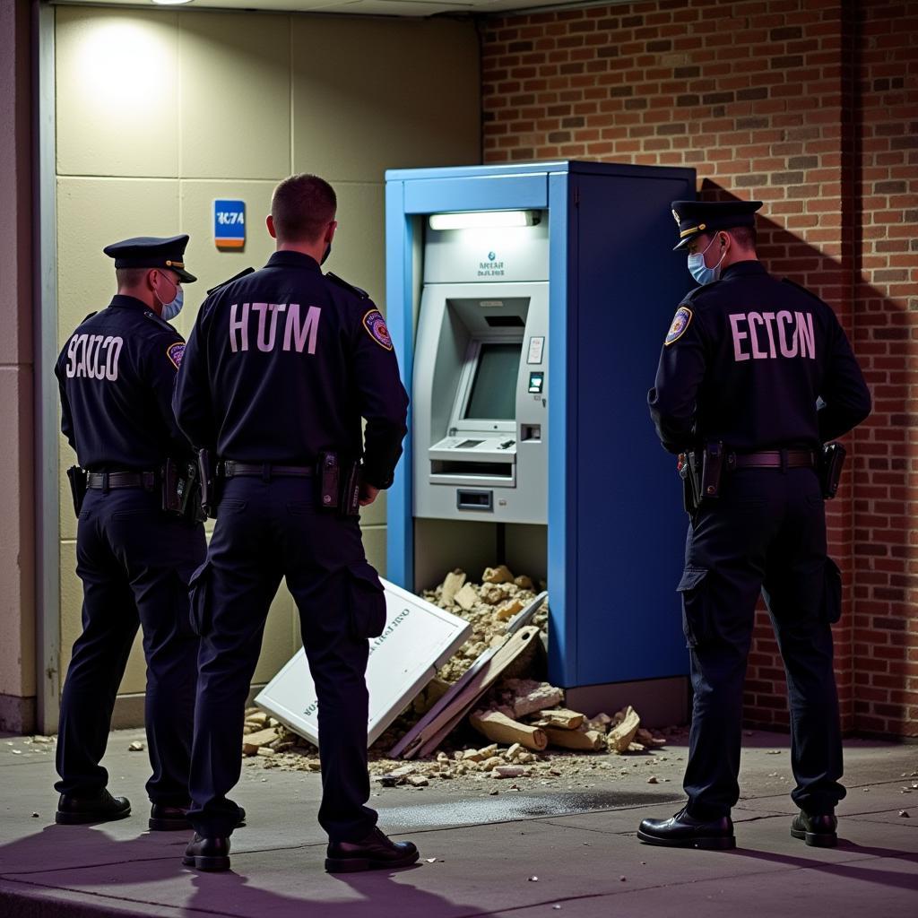 Polizei sichert Tatort nach Automatensprengung