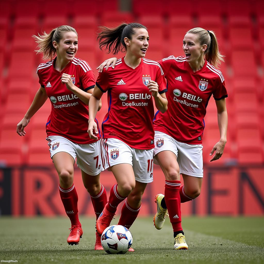 Portraits der Schlüsselspielerinnen des Bayer 04 Leverkusen Frauen Kaders.