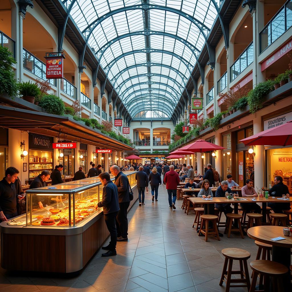 Der Food Court in der Rathaus Galerie Leverkusen