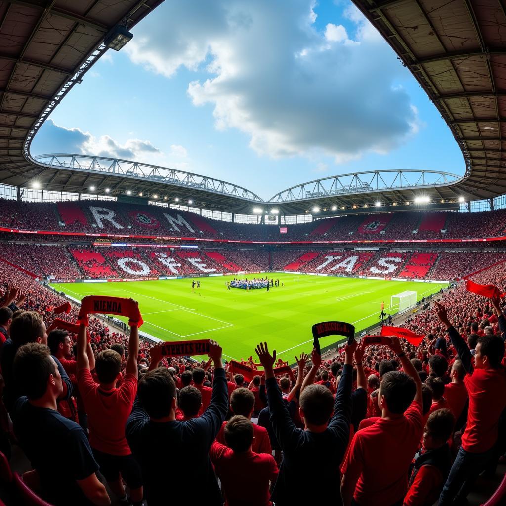 Real Leverkusen Fans im Stadion