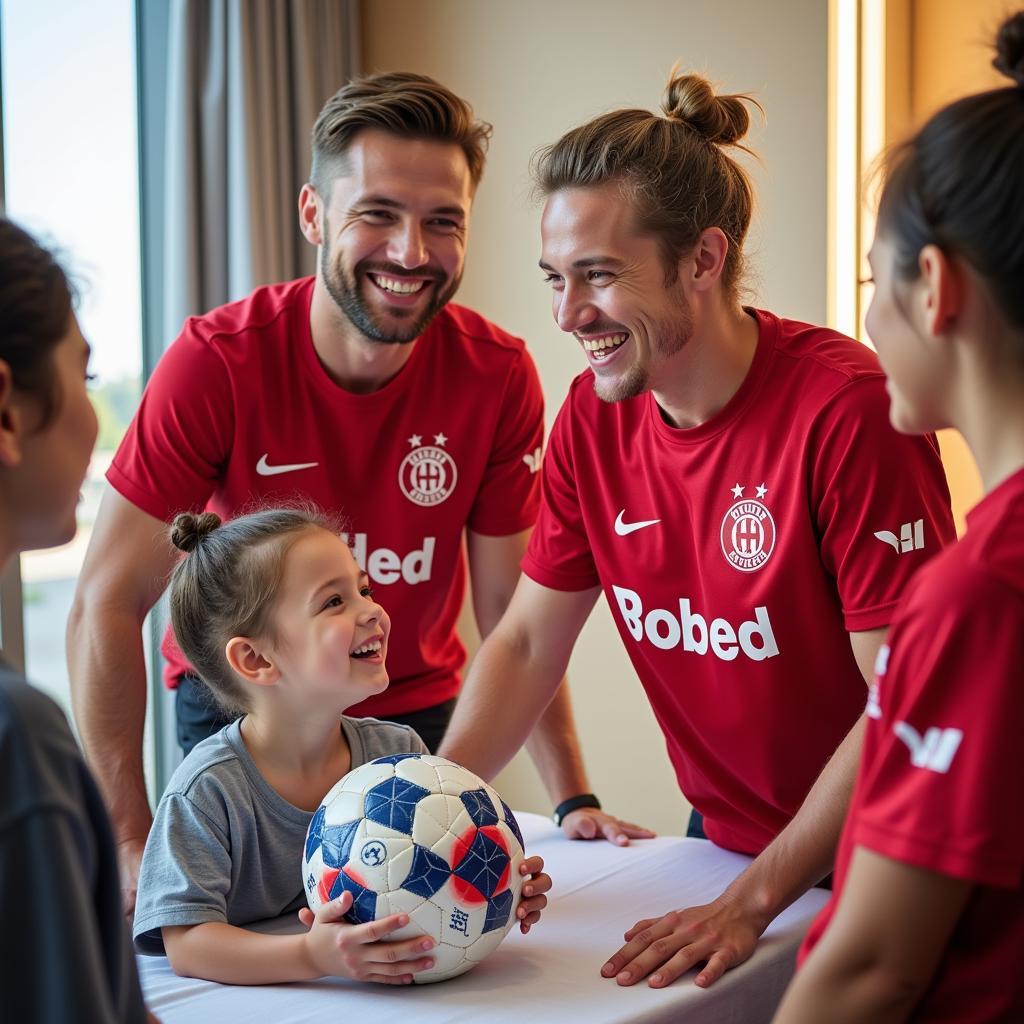 Real Leverkusen Spieler besuchen Kinderkrankenhaus