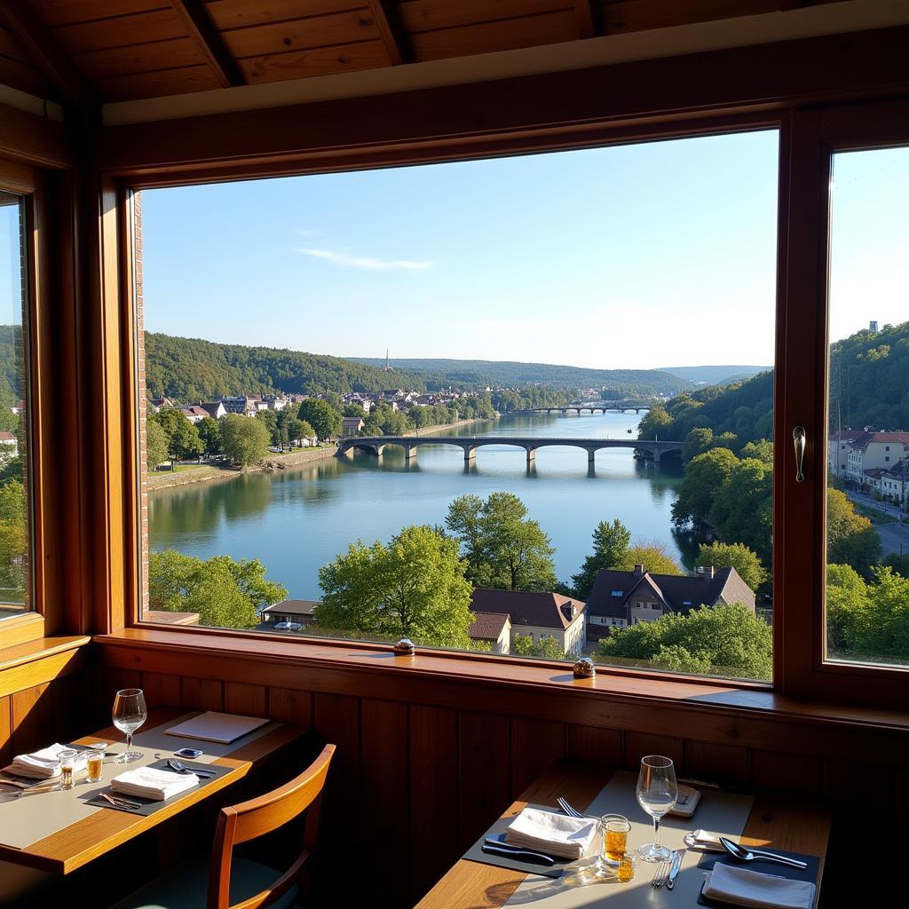 Restaurant mit Blick auf den Rhein