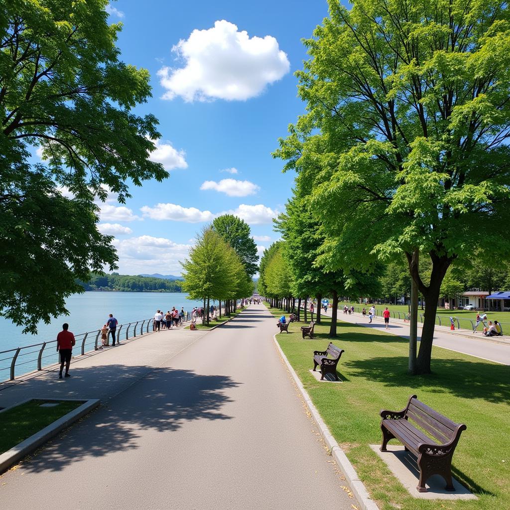 Rheinpromenade in Leverkusen Hitdorf