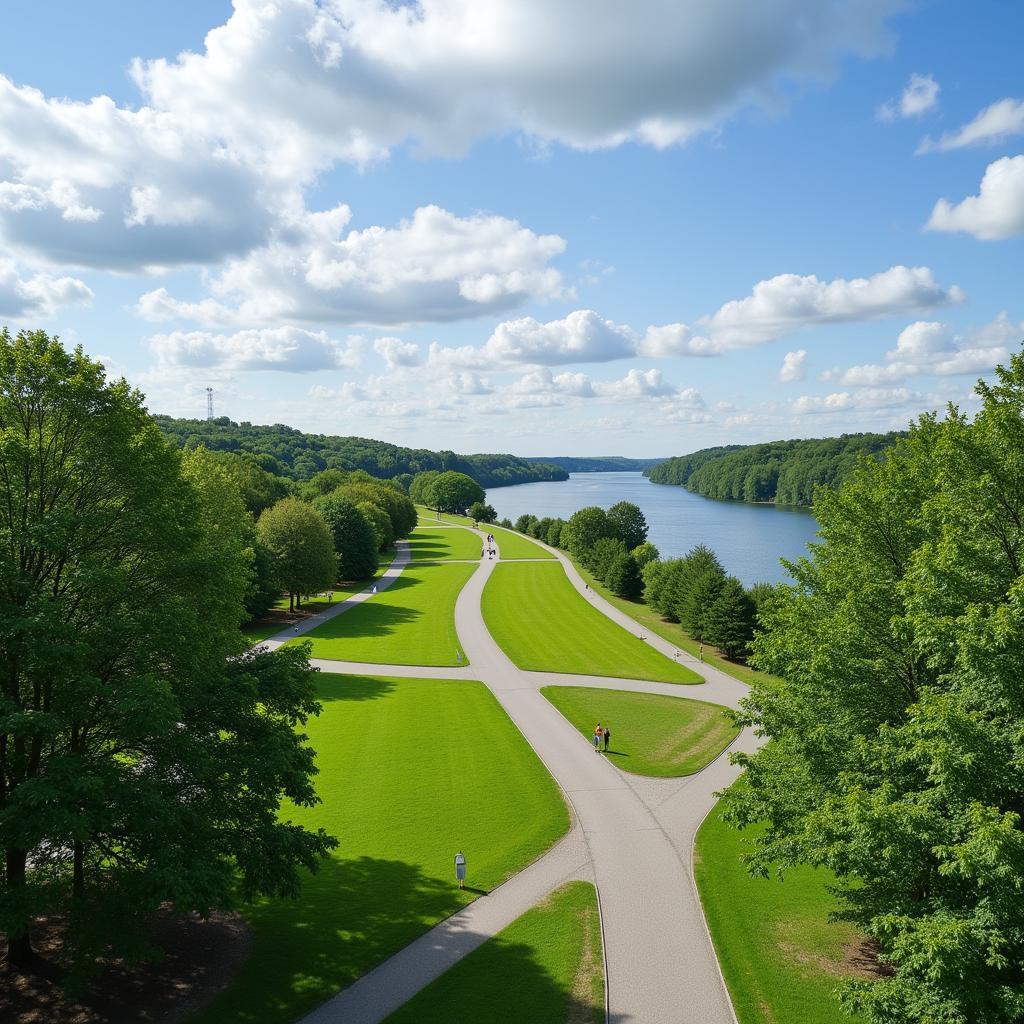 Panorama der Rheinpromenade Leverkusen