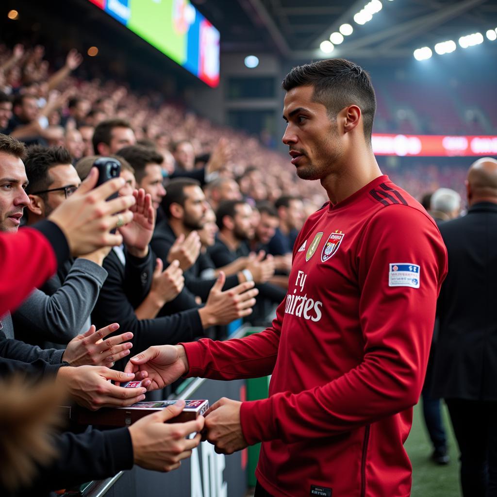 Ronaldo trifft die Leverkusen Fans