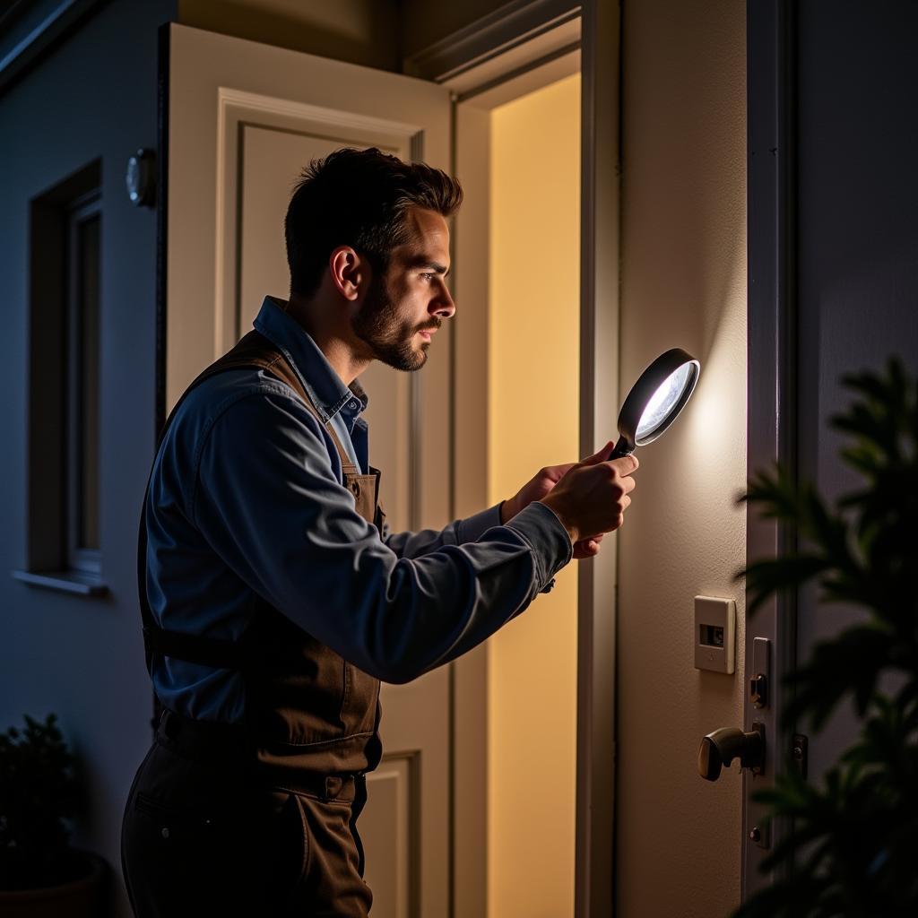 Schädlingsbekämpfer in Leverkusen inspiziert ein Haus