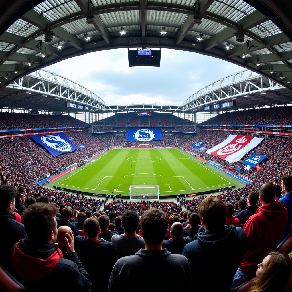 Fans im Stadion beim Spiel Schalke gegen Leverkusen am 29.09.2018