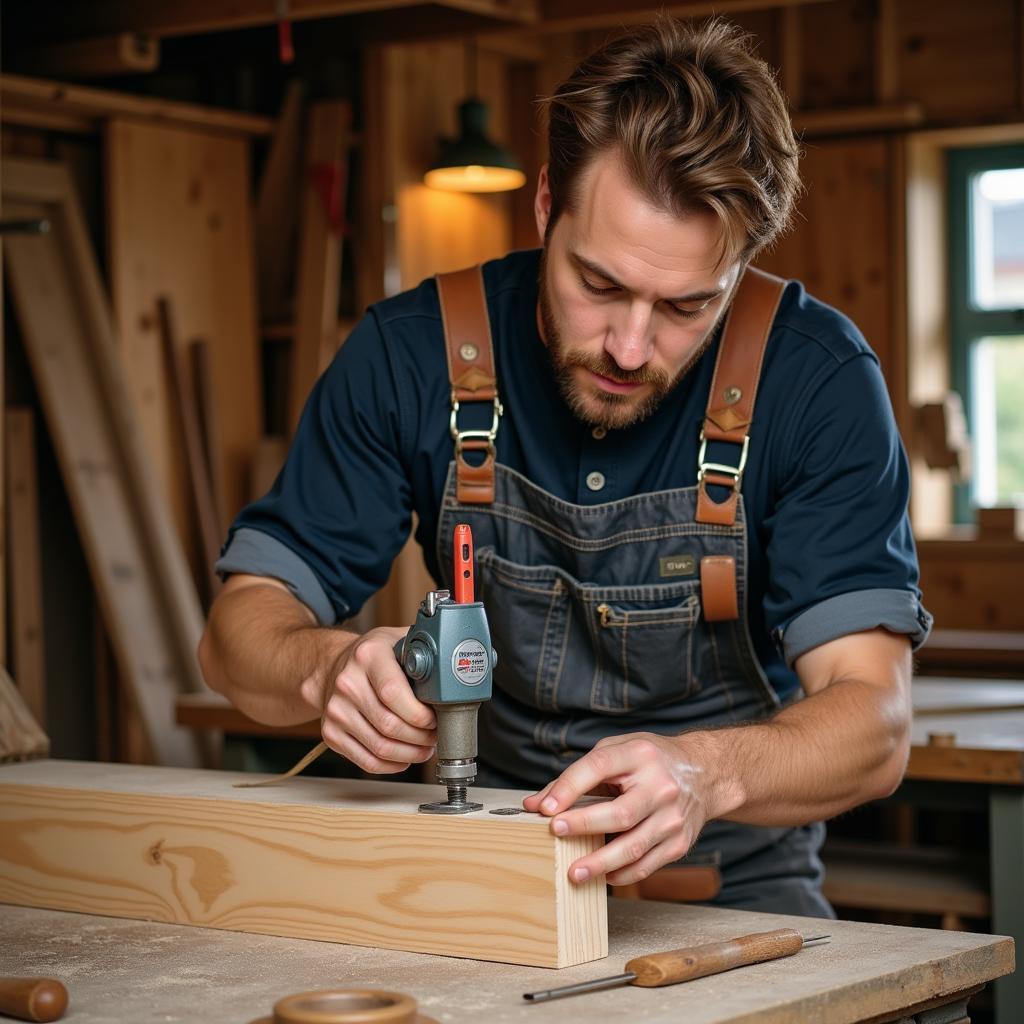 Schreiner bei der Arbeit in Leverkusen