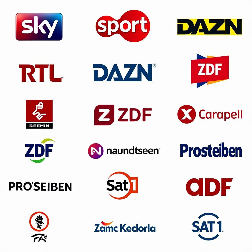 Logos der Sender für Fußballübertragungen