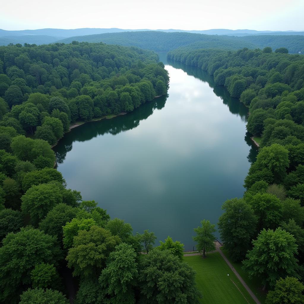 Der Silbersee in Leverkusen aus der Vogelperspektive