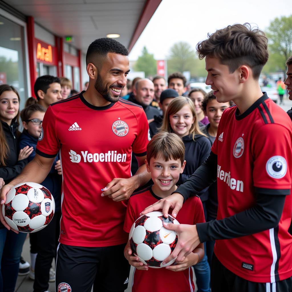 Autogrammstunde mit Bayer Leverkusen Spielern bei Aral Rheindorf