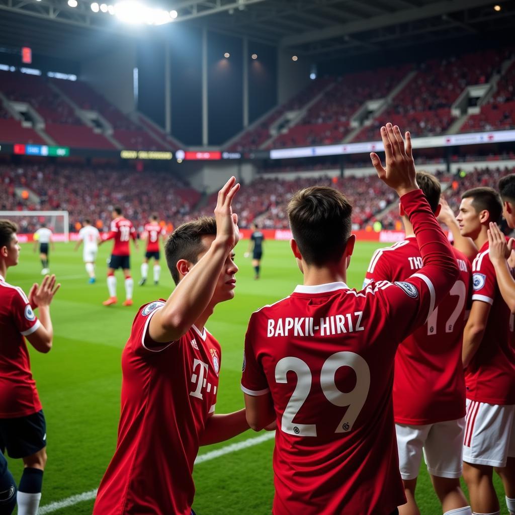 Spieler bedanken sich bei den Fans nach dem Spiel am 19.08.