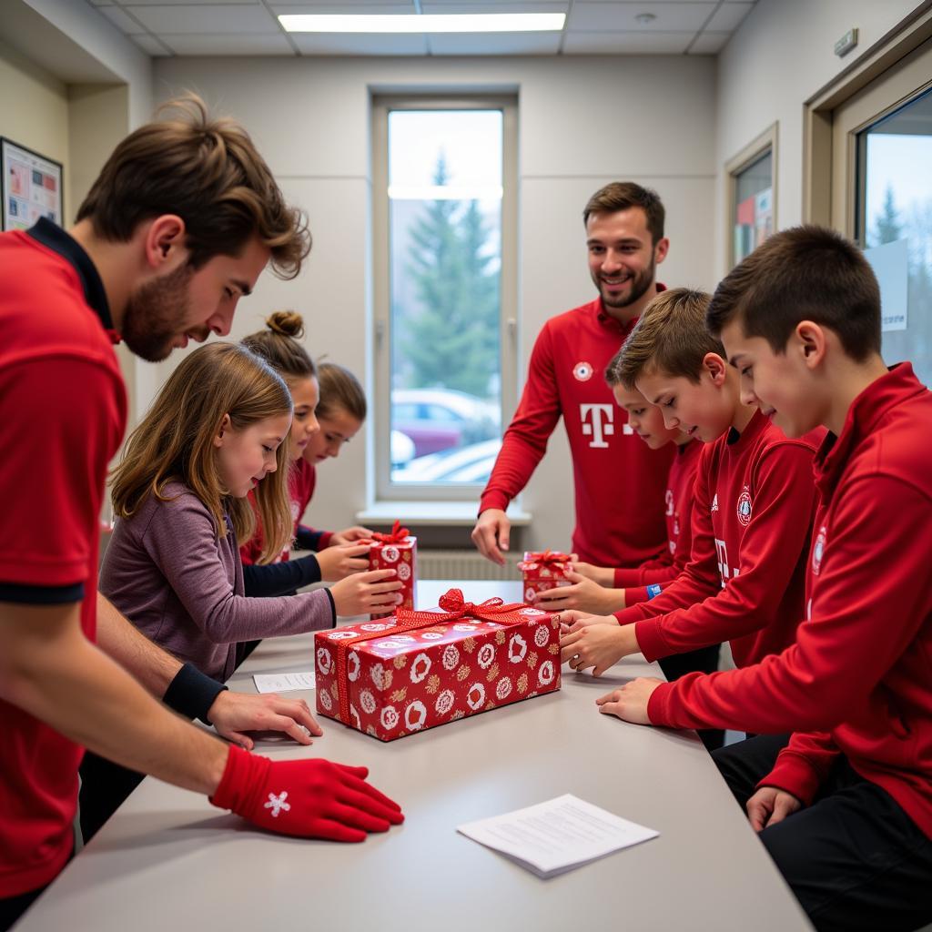 Bayer 04 Leverkusen Spieler besuchen die Kinderklinik Leverkusen