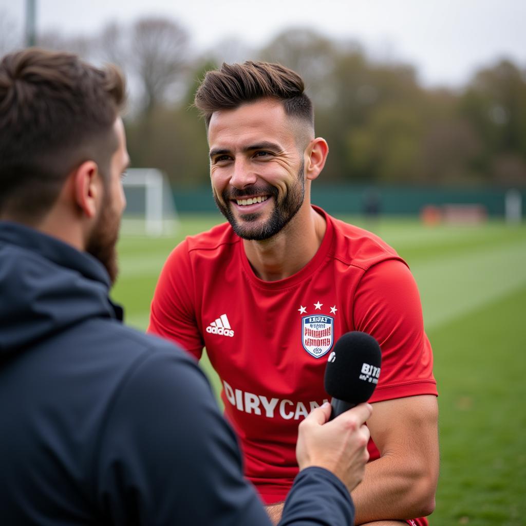 Spielerinterview auf dem Trainingsgelände