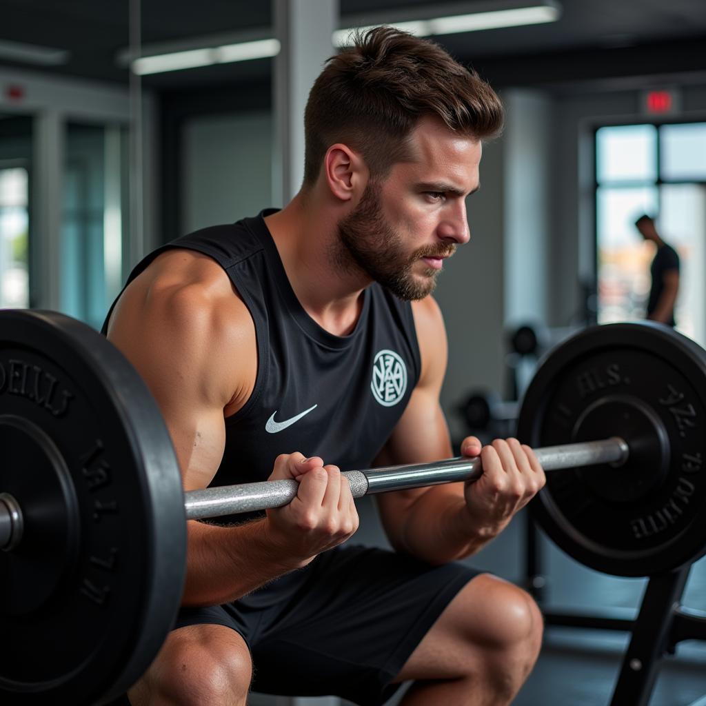 Bayer 04 Leverkusen Spieler beim Krafttraining