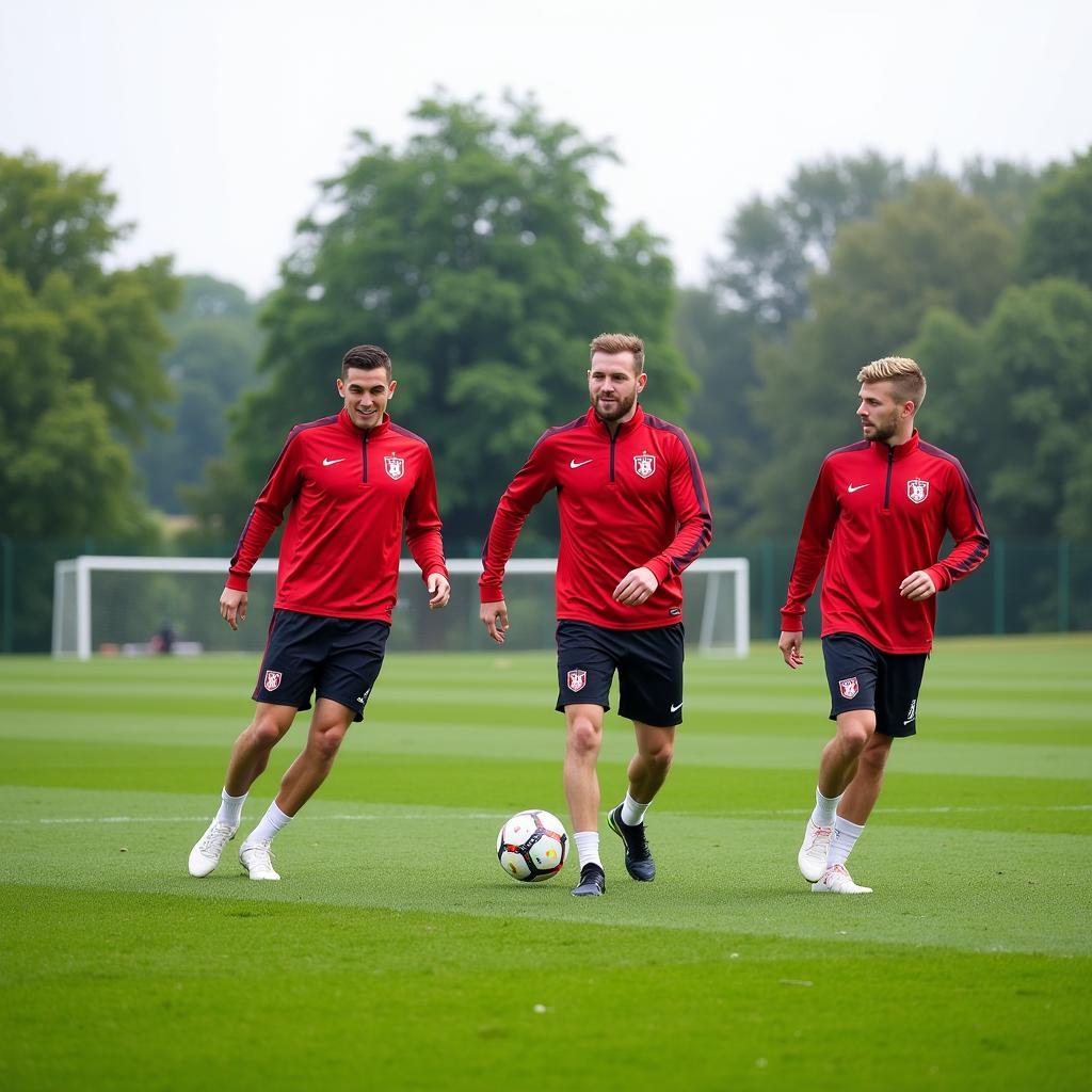 Spieler trainieren auf dem Trainingsgelände "Auf dem Bruch"