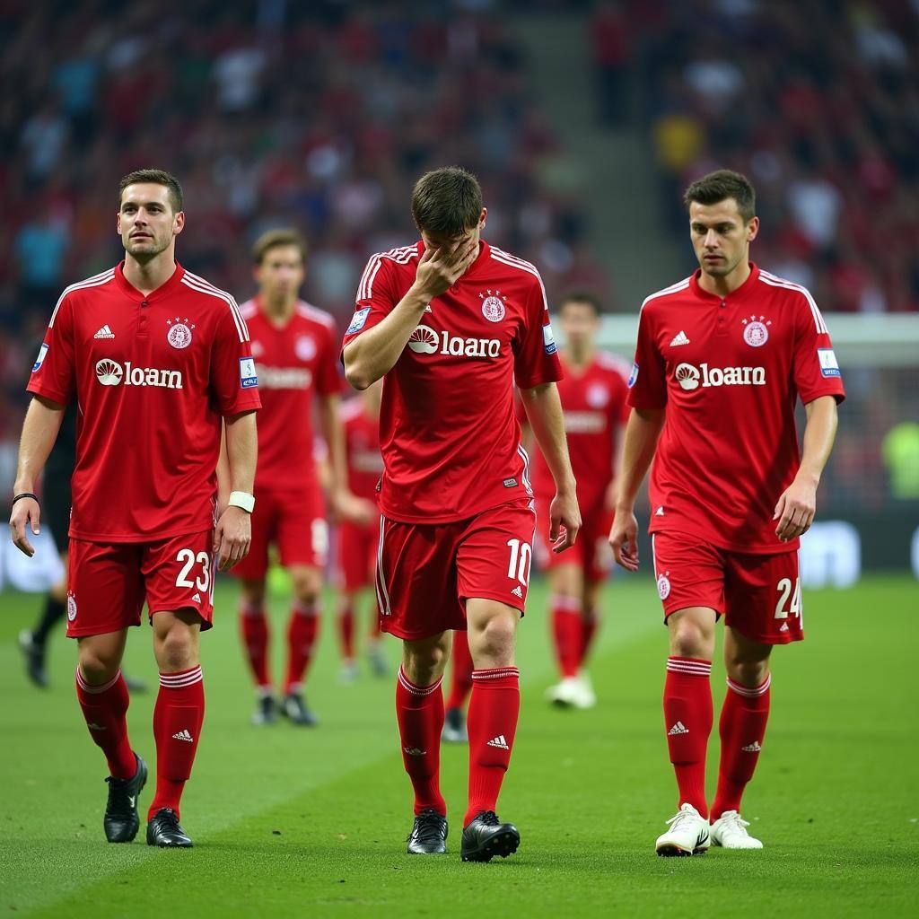 Spieler von Bayer Leverkusen enttäuscht nach dem DFB-Pokal Finale