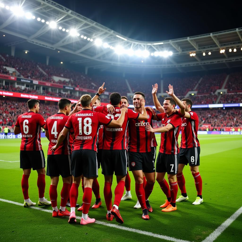 Spieler von Bayer Leverkusen im Stadion