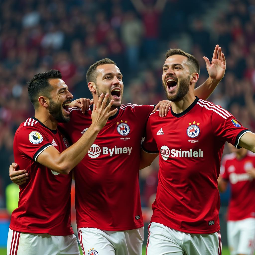 Spieler von Bayer Leverkusen im Stadion