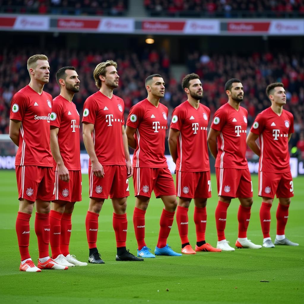 Spieler von Bayer Leverkusen im Stadion