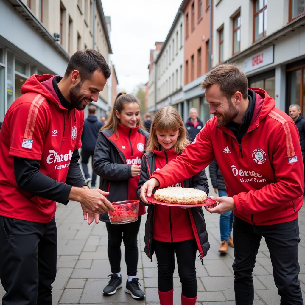 Spieler von Bayer Leverkusen engagieren sich in Leverkusen Mitte