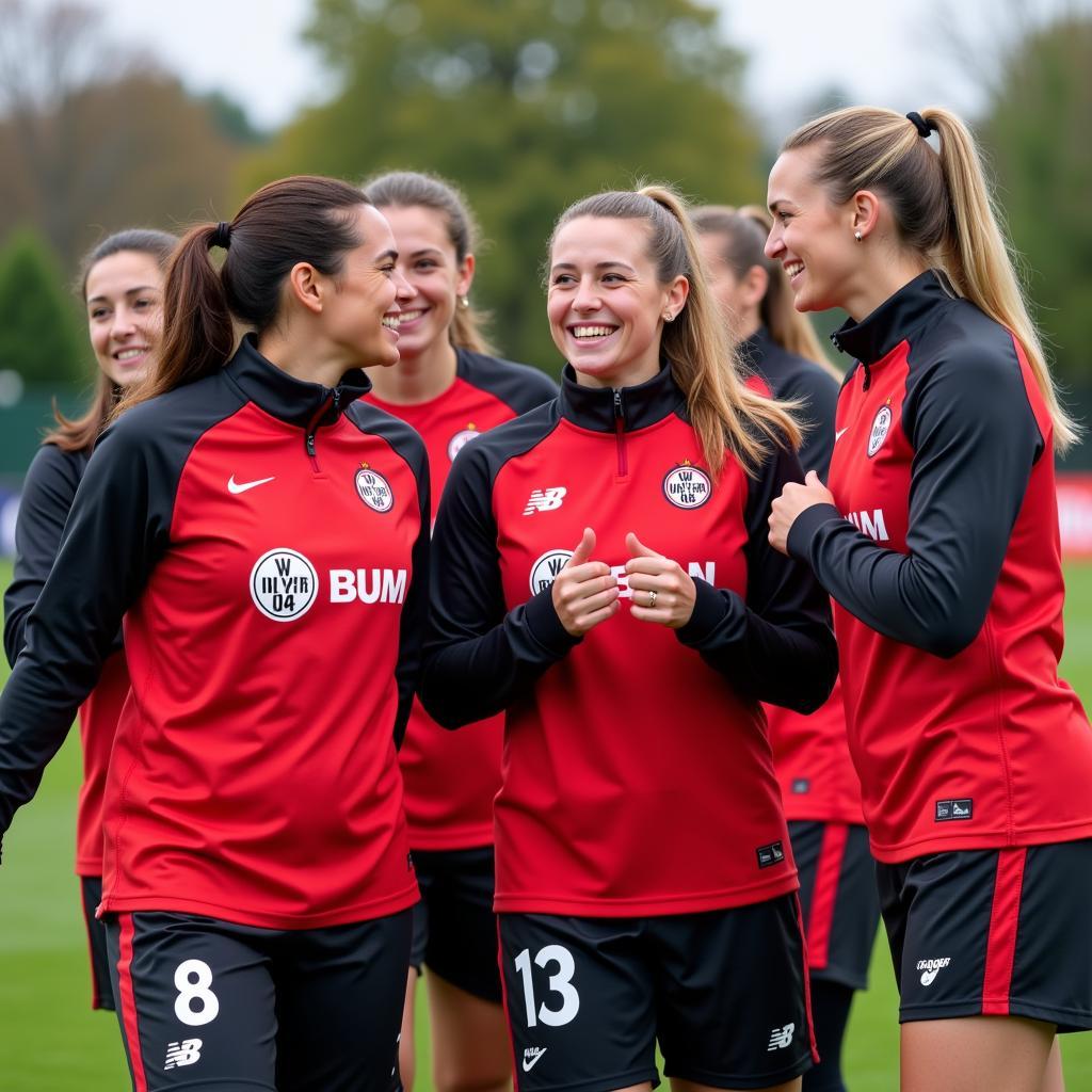 Spielerinnen des Bayer 04 Leverkusen Frauen Kaders beim Training.