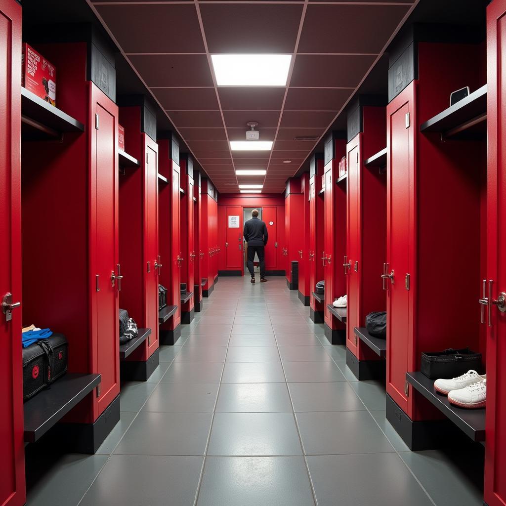 Einblick in die Spielerkabine der BayArena