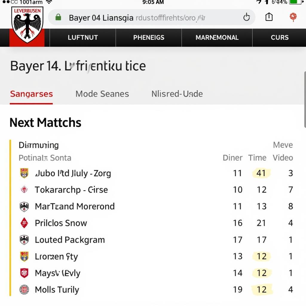 Spielplan Bayer 04 Leverkusen