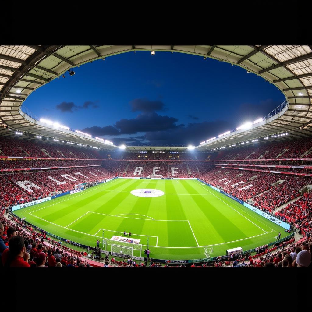 Volle Ränge in der BayArena bei einem Heimspiel von Bayer Leverkusen