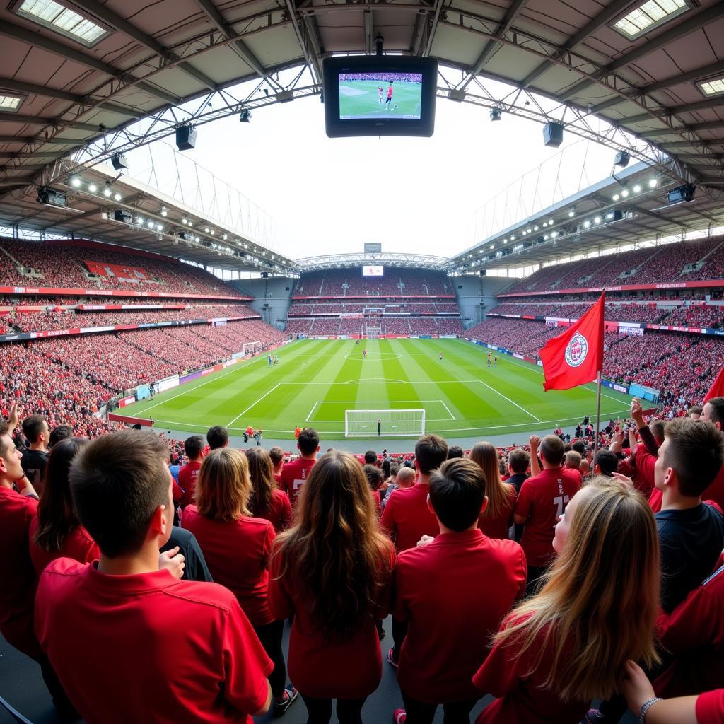 Volle Ränge beim Familientag im Stadion von Bayer Leverkusen