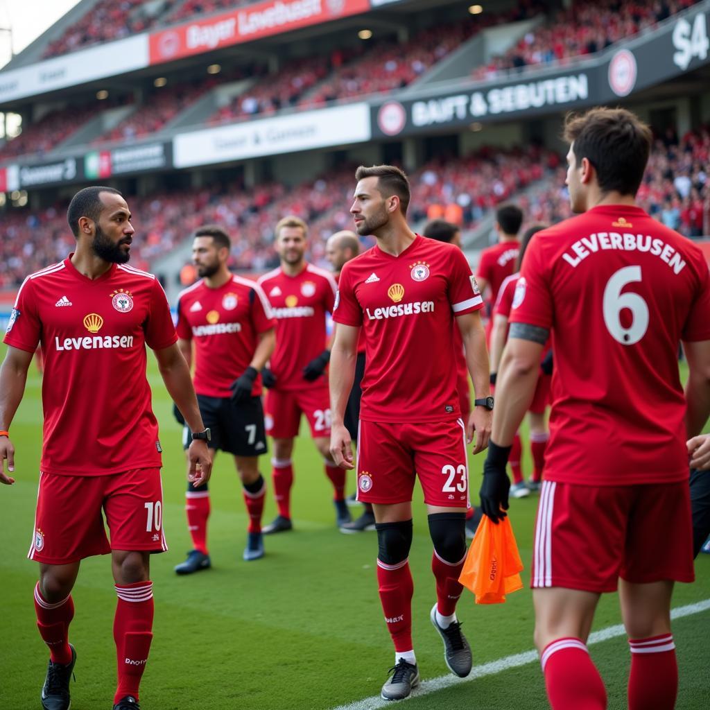 Stadionmitarbeiter bei Bayer 04 Leverkusen im Einsatz