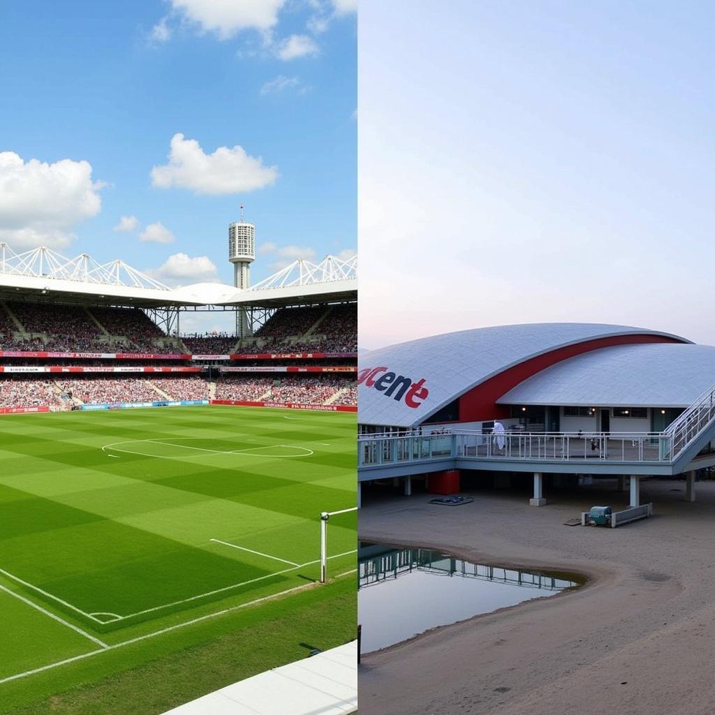 Das Tivoli Stadion in Aachen und die BayArena in Leverkusen