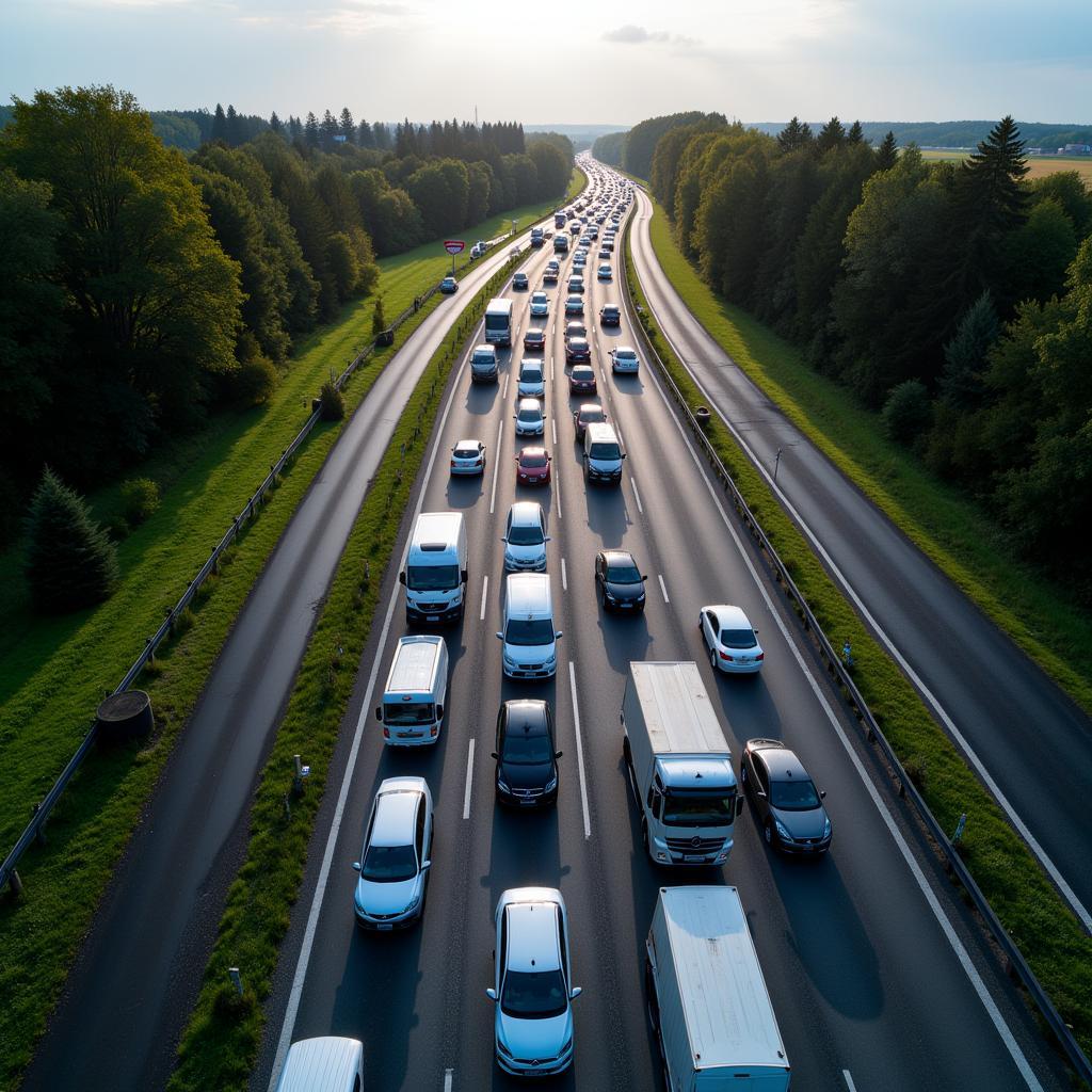 Stau auf der A3 bei Leverkusen