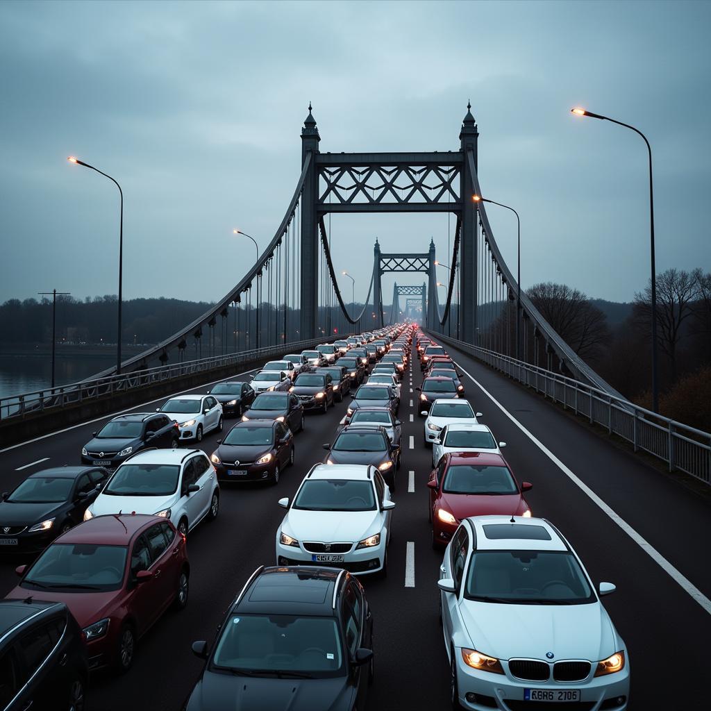 Stau auf der Leverkusener Brücke